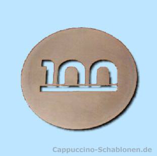 Cappuccino Schablone mit Zahl "100"